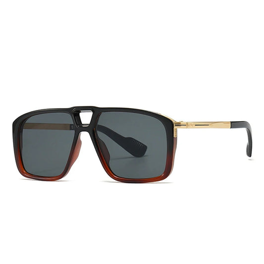SHAUNA Retro Double-Bridge Pilot Sunglasses – Gradient UV400 Unisex Rivet-Detail Shades