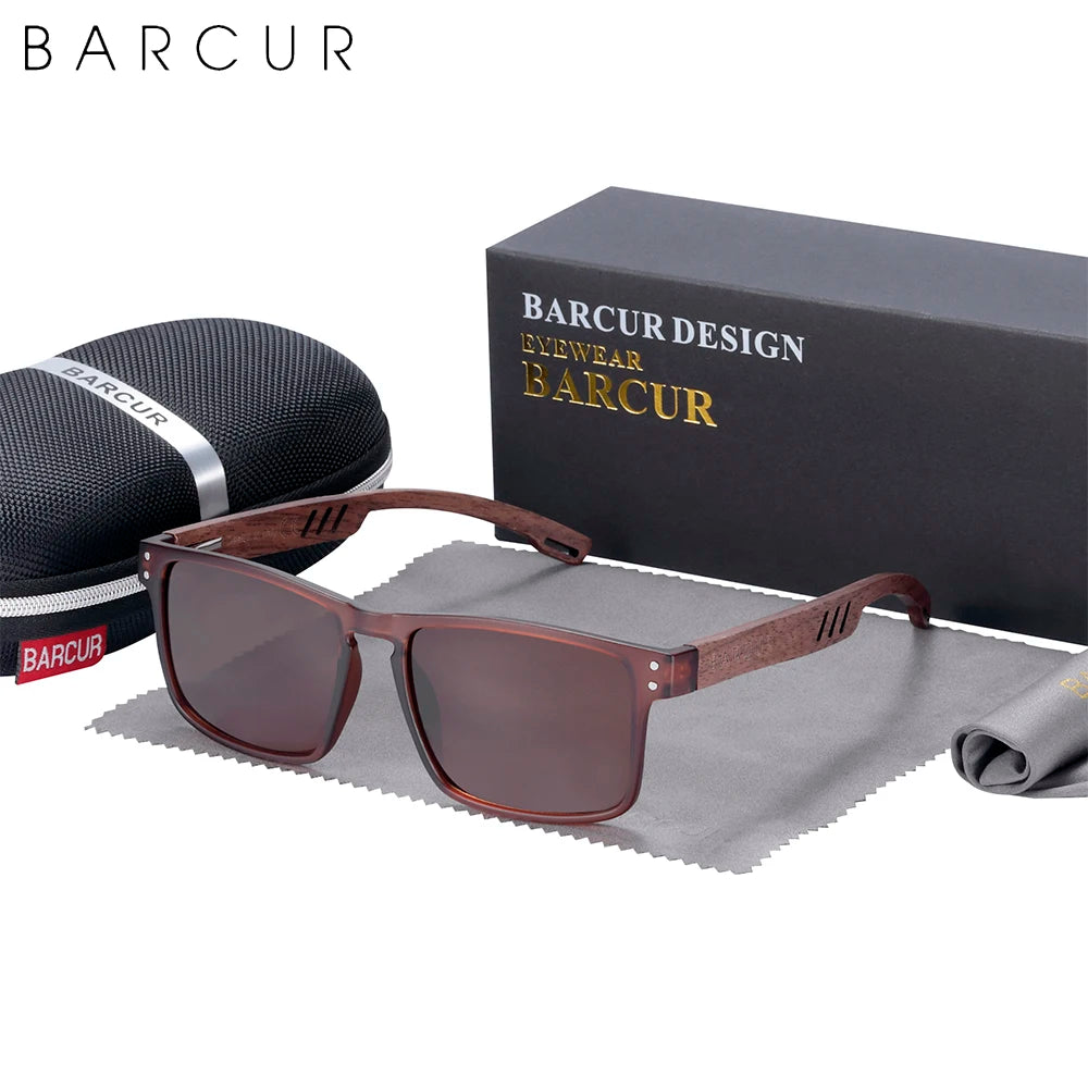 BARCUR Walnut Wood Polarized Sunglasses – Designer UV400 Unisex Shades