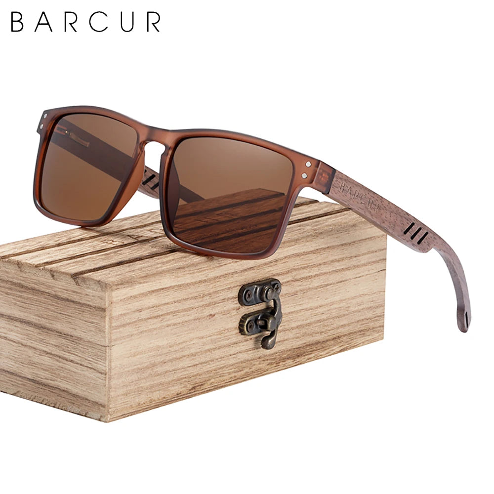 BARCUR Walnut Wood Polarized Sunglasses – Designer UV400 Unisex Shades
