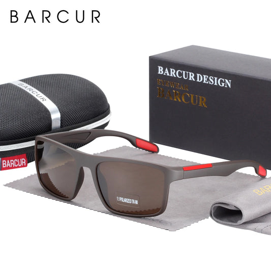 BARCUR TR90 Ultraleichte polarisierte Sonnenbrille – Vintage Square UV400 Unisex-Brille