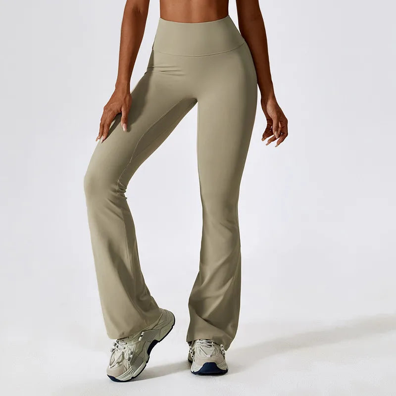 Naked Feeling High-Waist Flared Leggings – Push-Up Breathable Yoga & Fitness Pants for Women