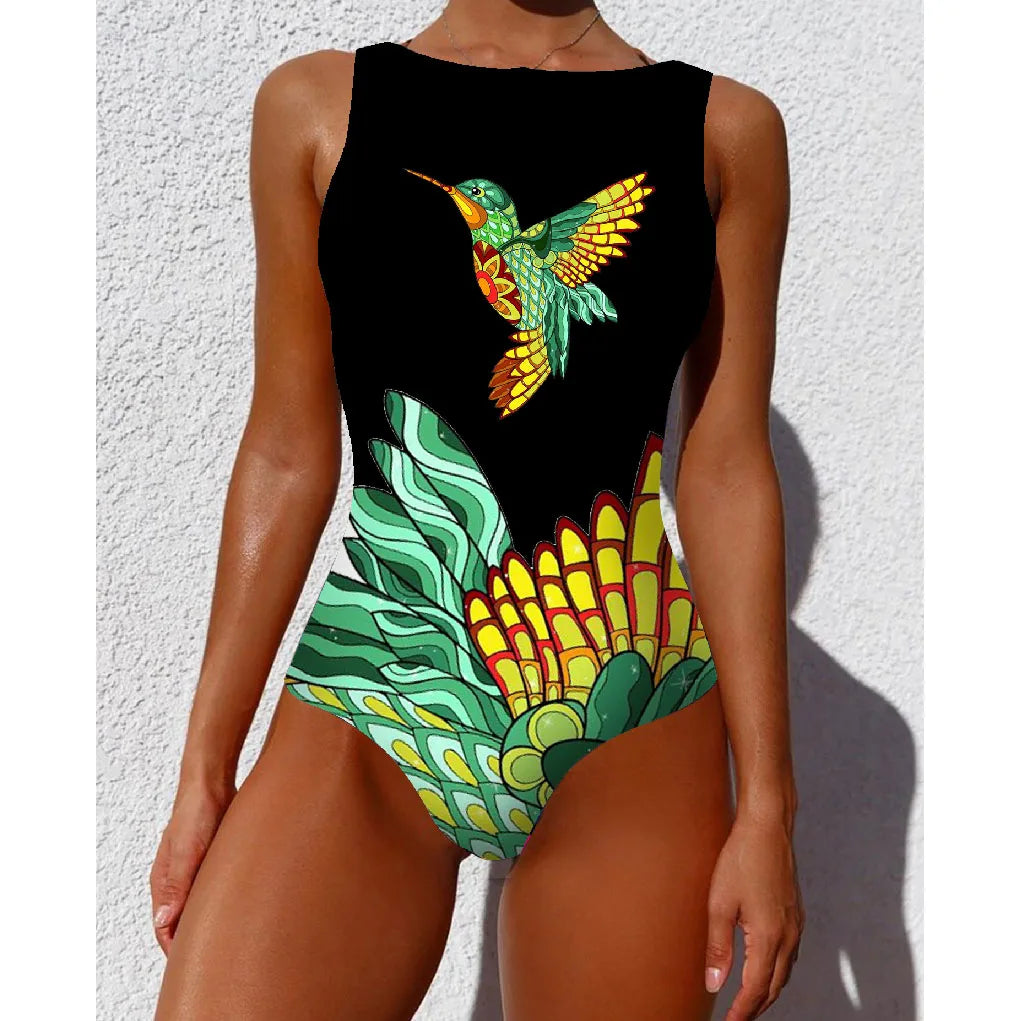 Capri Bloom Lace-Up One-Piece – Push-Up Floral Swimsuit for Women