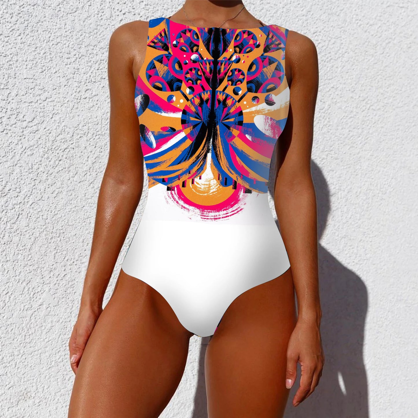 Floral Luxe Lace-Up One-Piece Swimsuit – Push-Up Beachwear for Women