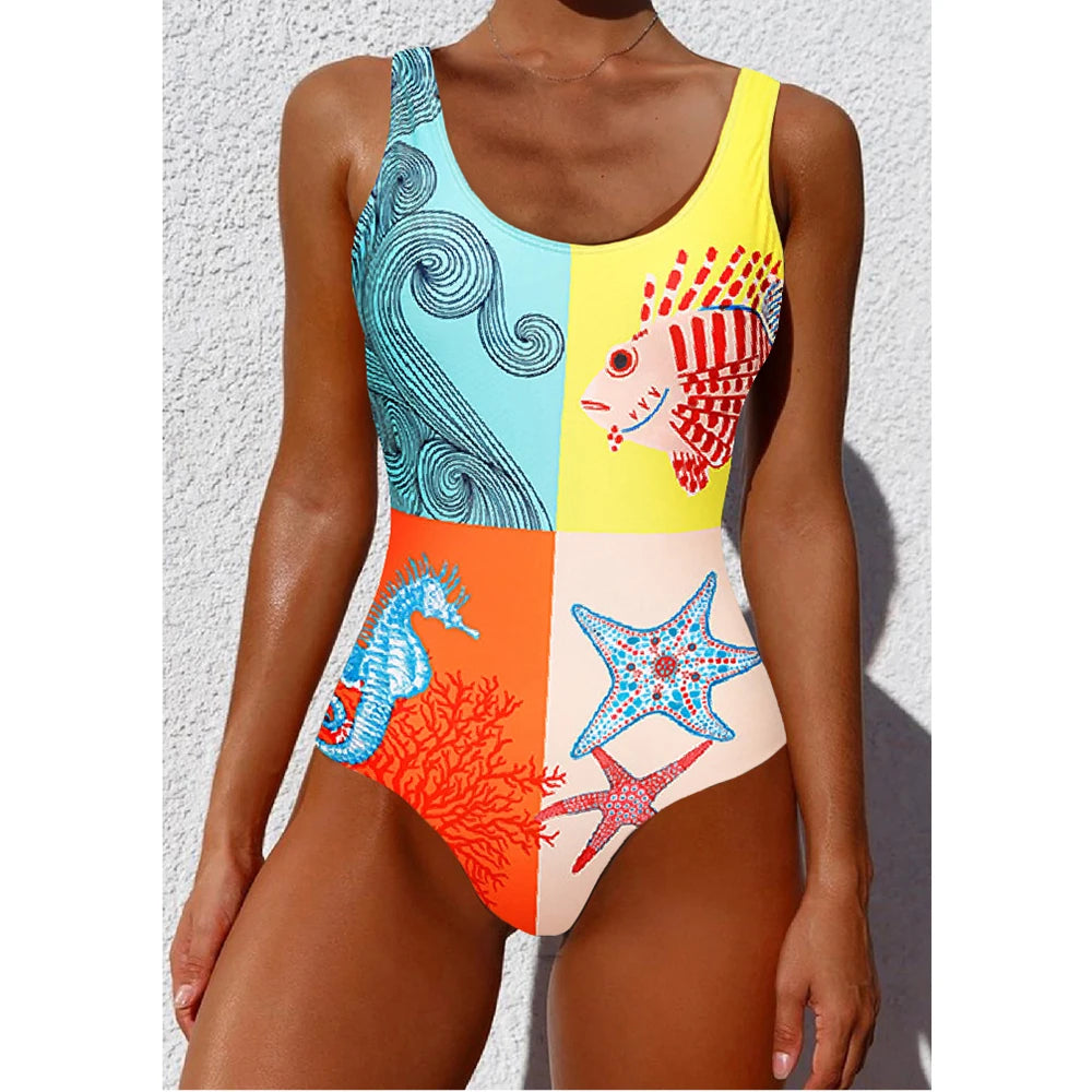 Capri Bloom Lace-Up One-Piece – Push-Up Floral Swimsuit for Women
