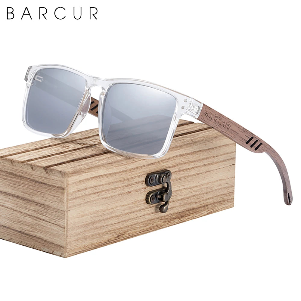 BARCUR Walnut Wood Polarized Sunglasses – Designer UV400 Unisex Shades