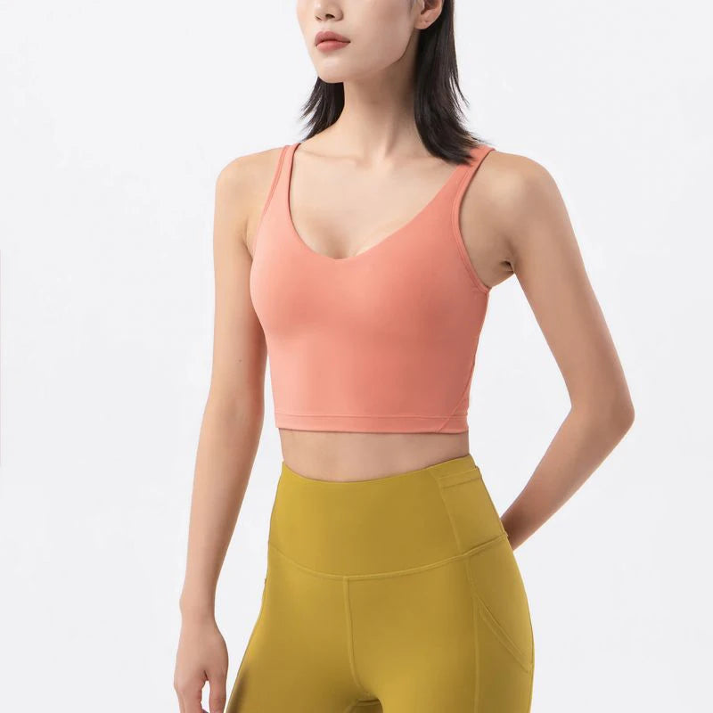 SOISOU Nylon Sports Bra - Women's Breathable Yoga Crop Top