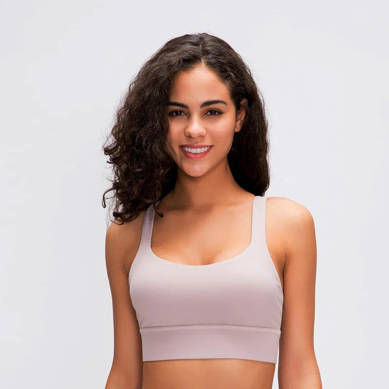 Nepoagym GOAL Cross Back Women Sport Bra - Buttery Soft Medium Support Yoga Bra for Plus Size Women