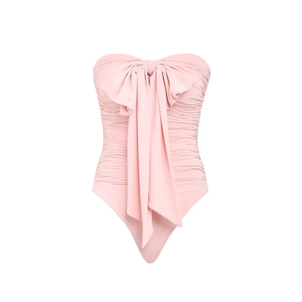 Tropical Bloom One-Shoulder Floral Bow-Knot Swimsuit