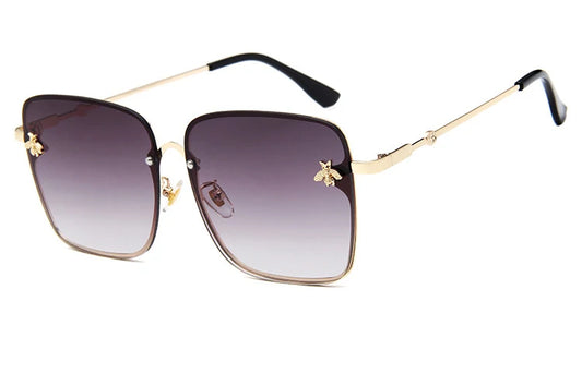 TOYEARN Oversized Rimless Square Sunglasses – Small Bee Detail Gradient UV400 Women’s Shades
