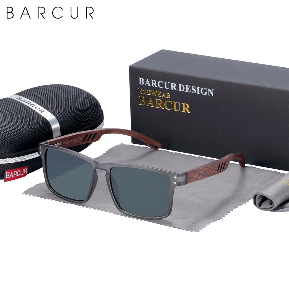 BARCUR Walnut Wood Polarized Sunglasses – Designer UV400 Unisex Shades