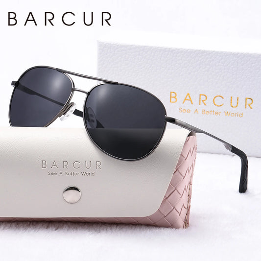 BARCUR Pink Metal Polarisierte Sonnenbrille – Leichte Damen-Sonnenbrille mit blauem Farbverlauf und UV400