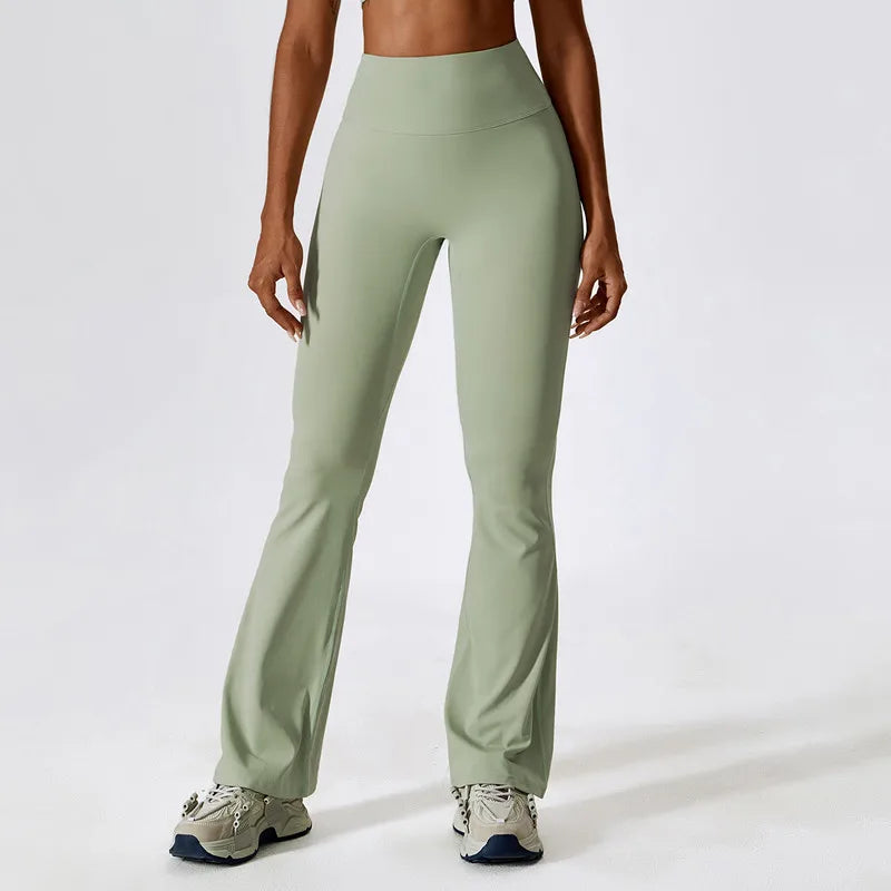 Naked Feeling High-Waist Flared Leggings – Push-Up Breathable Yoga & Fitness Pants for Women