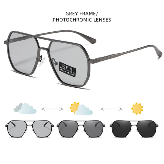 Luxe metalen fotochromatische gepolariseerde zonnebril - Chameleon UV400 unisex anti-reflectie zonnebril