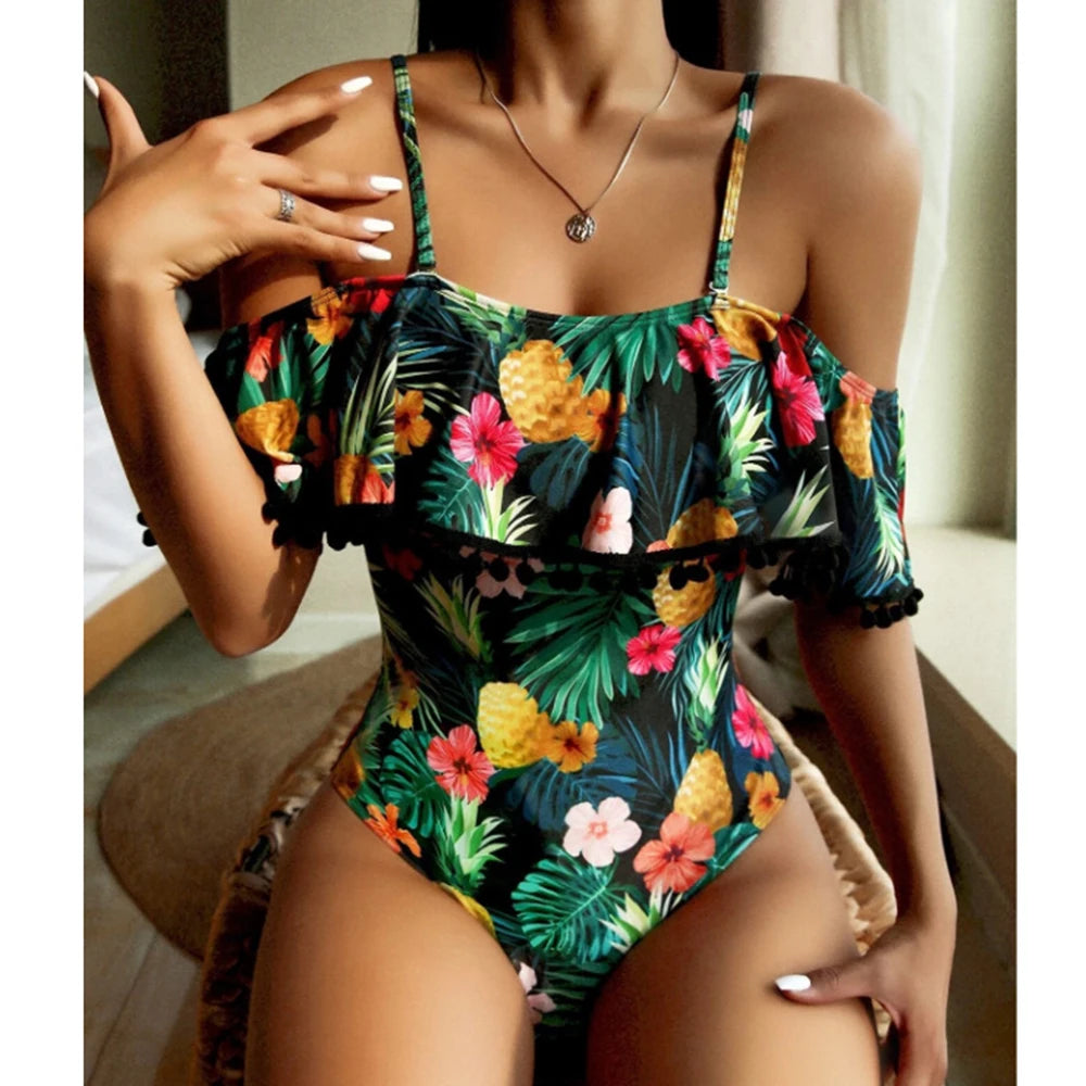 Retro Luxe Off-Shoulder One-Piece Swimsuit