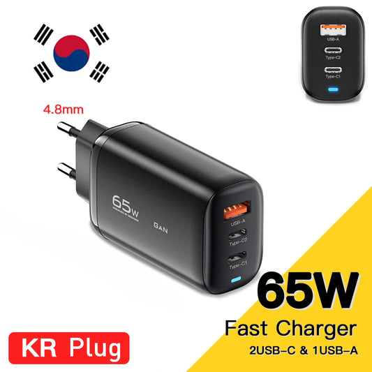 Essager 65W GaN USB-C Charger - Fast Charging for Laptops & Phones, PPS 45W, 25W, Compatible with Samsung QC3.0 & iPhone 14/13 Pro