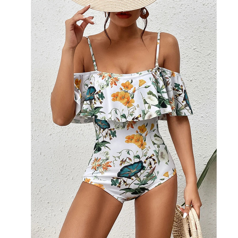 Retro Luxe Off-Shoulder One-Piece Swimsuit