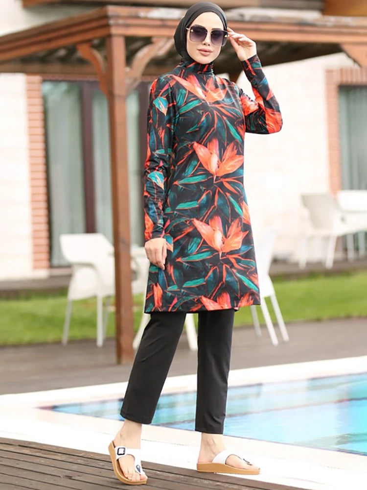 Plus Size Long-Sleeve Modest Burkini Cover-Up