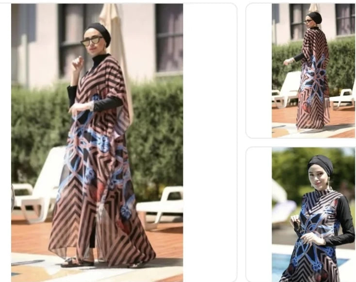 3/4 Pcs Burkini Femmes Women's Muslim Swimwear