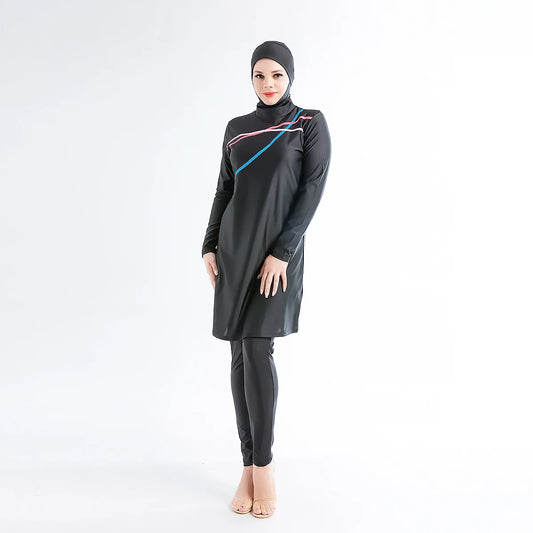 3-Piece Floral Full-Cover Burkini Swim Set