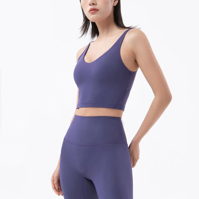 SOISOU Nylon Sports Bra - Women's Breathable Yoga Crop Top