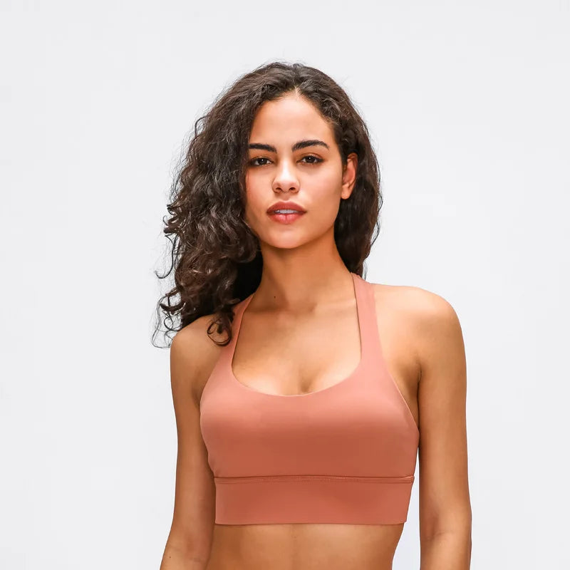Nepoagym GOAL Cross Back Women Sport Bra - Buttery Soft Medium Support Yoga Bra for Plus Size Women