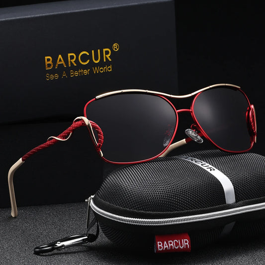 BARCUR Vintage Metall Polarisierte Sonnenbrille – Modische UV400 Damen-Sonnenbrille