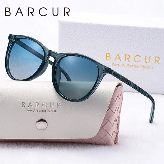 BARCUR Pinke runde polarisierte Sonnenbrille – Helle und bequeme UV400-Urlaubssonnenbrille für Damen