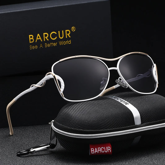 BARCUR Vintage Metall Polarisierte Sonnenbrille – Modische UV400 Damen-Sonnenbrille