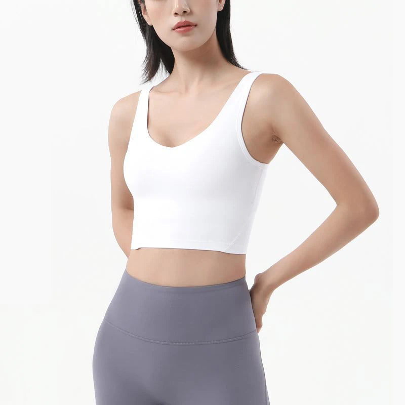 SOISOU Nylon Sports Bra - Women's Breathable Yoga Crop Top