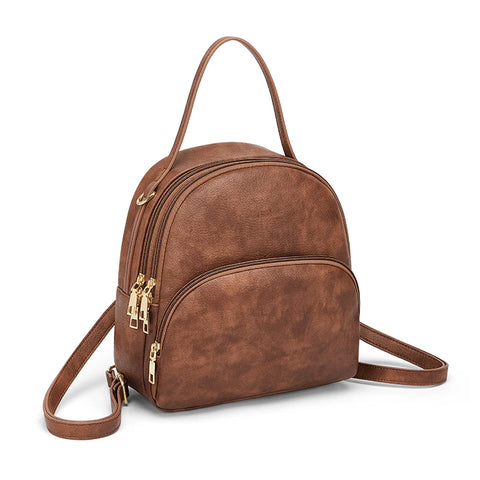 Cnoles Fashion Designer Backpack for Women - Small Leather Rucksack for School & Travel