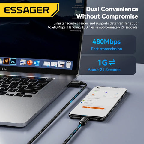 Essager Micro USB Cable 3M - 2A Fast Charging for Xiaomi, Realme, Redmi, Samsung, Huawei Mobile Phones