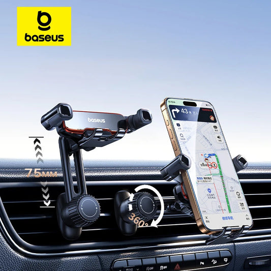 Baseus Auto-Clamping Gravity Car Phone Holder | Metal Air Vent Mount | Secure, Convenient, No Air Vent Blockage