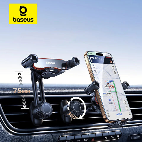 Baseus Auto-Clamping Gravity Car Phone Holder | Metal Air Vent Mount | Secure, Convenient, No Air Vent Blockage