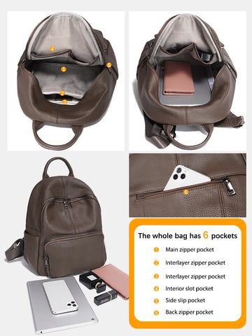 Zency Women Backpack - 100% Genuine Leather Travel & Schoolbag
