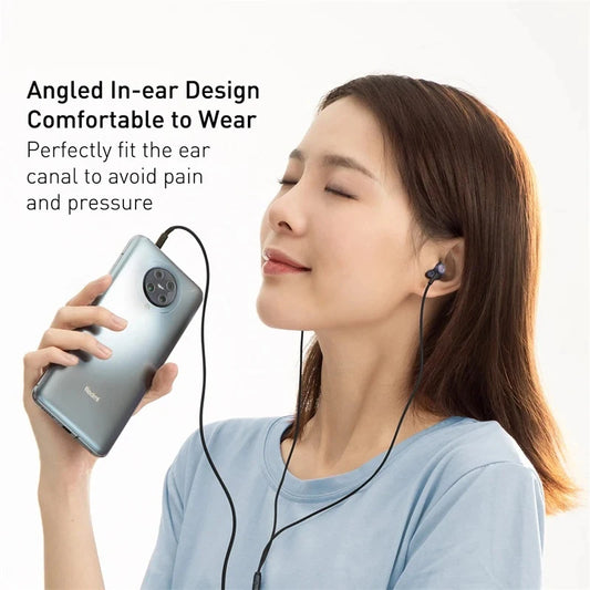 Baseus Bass Sound In-Ear Sport Earphones with Mic for Xiaomi, iPhone, Samsung - Perfect for Music Lovers