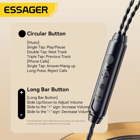Essager HiFi In-Ear Type C Headphones with Bass, Noise Cancelling, and Mic for Sports & Gaming