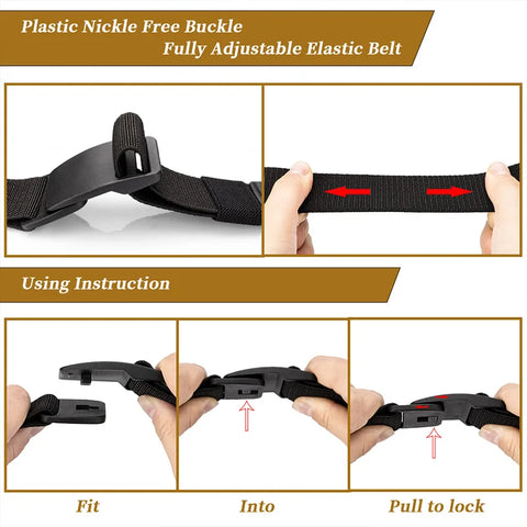 MaiKun grote nylon riem – ontwerp zonder gaten met plastic gesp voor werk en militair gebruik