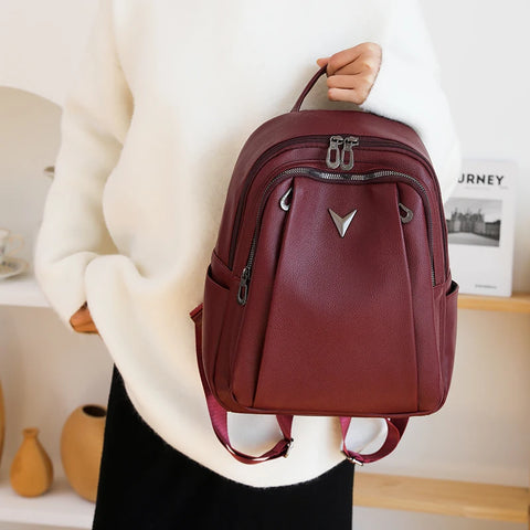 Large Capacity Women’s Vintage Leather Backpack Purse