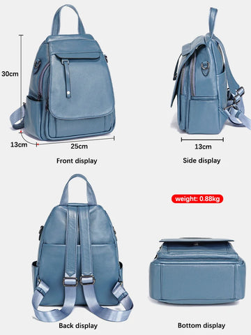 Zency Genuine Leather Women's Fashion Backpack - High Quality Stylish Satchel for School & Travel