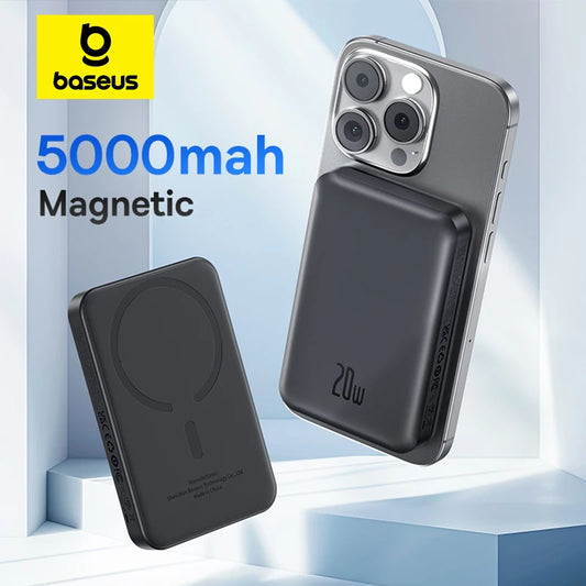 Baseus Core 5000mAh Magnetic Power Bank – Mini Wireless & 20W Wired Fast-Charge