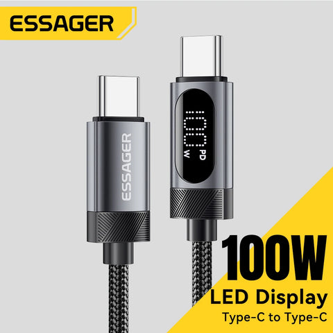 Essager USB-C Cable - 100W PD Fast Charging for iPhone 16/15, Xiaomi, Huawei, MacBook & iPad