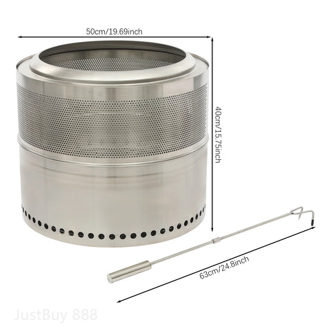 50x40cm Folding Smokeless Fire Pit - Portable Stainless Steel for Outdoor Fun