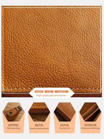 Zency Retro Cowhide Mini Short Wallet for Women - Genuine Leather Coin Pocket Purse