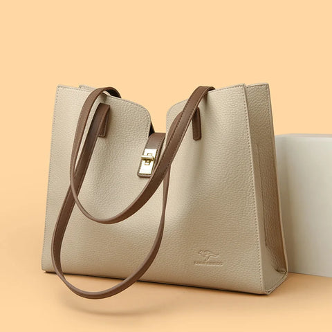 Luxury Soft Leather Women's Tote Bag - Large Capacity & Trendy Design