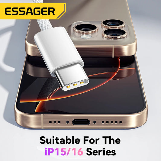 Essager 60W USB-C Fast Charging Cable for iPhone 16/15, MacBook Pro & iPad - Type-C for Xiaomi