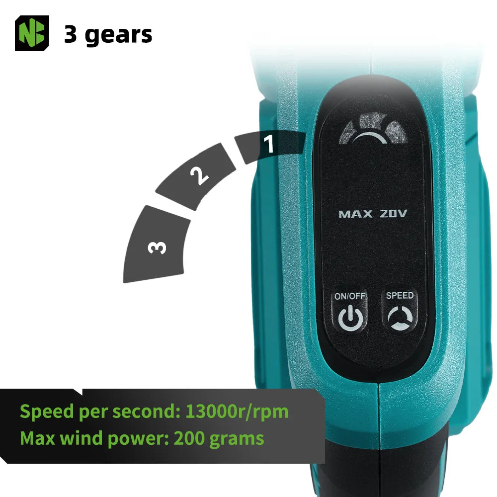NEWBENY 3-Speed 350km/h Electric Leaf & Snow Blower – 270° Adjustable Cordless Blower Tool for Makita Battery Pin