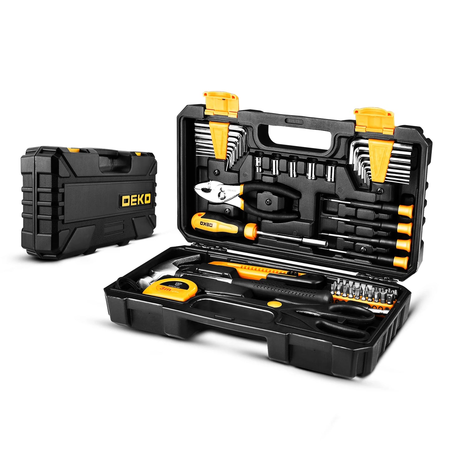 DEKO DKMT62 Hand Tool Set – CR-V & S2 Ratchet Socket Kit with Bits for Professional Auto Repair