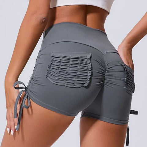 Hearuisavy High-Waist Push-Up Workout Shorts – Soft Gym & Yoga Shorts with Pocket for Women