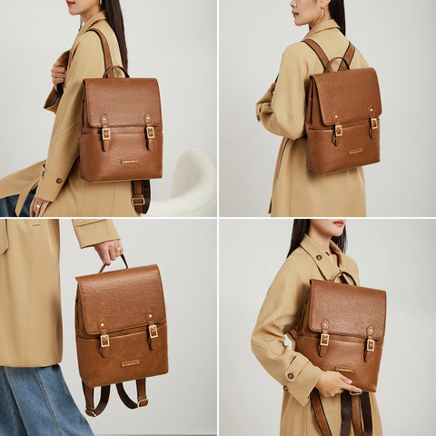 Cnoles Elegant Leather Women’s Anti-Theft Backpack