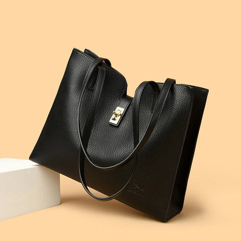 Luxury Soft Leather Women's Tote Bag - Large Capacity & Trendy Design